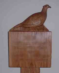 Carved pheasant memorial: Click to enlarge